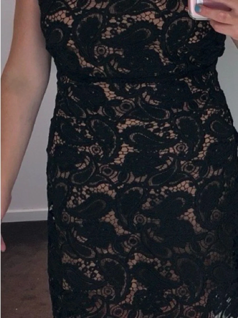 Michael Kors Black Lace Midi Dress with Sheer Illusion